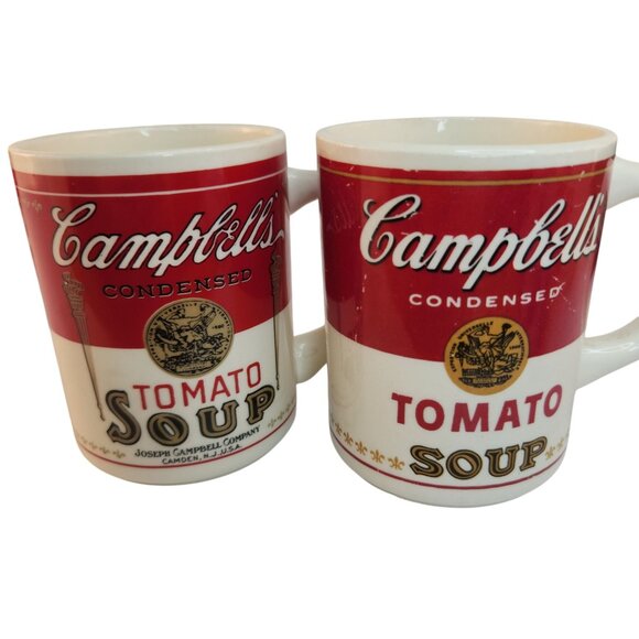 Set Of 4 Campbell’s Tomato Soup Ceramic Mugs Vintage Retro Design USA Made Cups - Picture 6 of 9